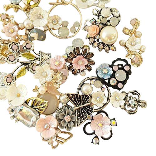 Chenkou Craft Random 20pcs Wholesale Lots Mix Alloy Resin Rhinestone Flowers Pendants Charms Beads Bracelet Necklace Jewelry Findings
