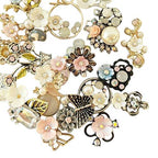 Chenkou Craft Random 20pcs Wholesale Lots Mix Alloy Resin Rhinestone Flowers Pendants Charms Beads Bracelet Necklace Jewelry Findings