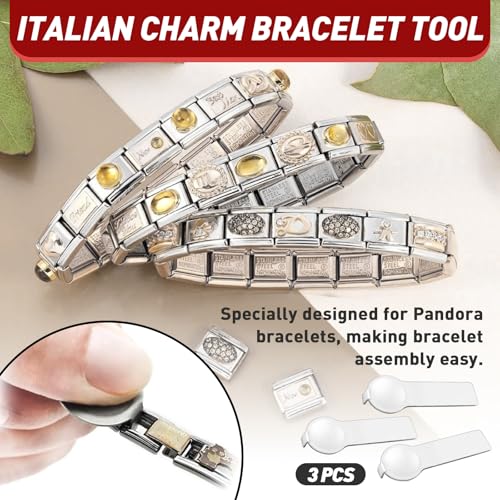 3 Pcs 9mm Italian Charm Bracelet Tool Set -Italian Charm Opening Tool, Double Sided Opener for Adding and Removing 9mm Charms - Must-Have Bracelet Opener Tool for Pandora