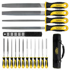 TARIST 17PCS File Set with Tool Bag, Includes 4PCS Large Metal File, 12PCS Needle File and Wire Brush,Work for Metal, Wood and More - style: File Set - 17 pcs