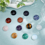 SUPERFINDINGS 12Pcs 12 Styles Natural Cabochon Gemstone 25mm Half Round Dome Flatback Quartz Stone for Necklace Jewelry Making DIY Craft Handmade - size: 25mm