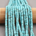 150PCs Natural Blue Turquoise Spacer Beads, Loose Semi Precious Flat Round Gemstone Heishi Disc Stone Beads for Beading Jewelry Making 4mm*2mm 38cm - color: Blue Turquoise, size: 4MM*2MM