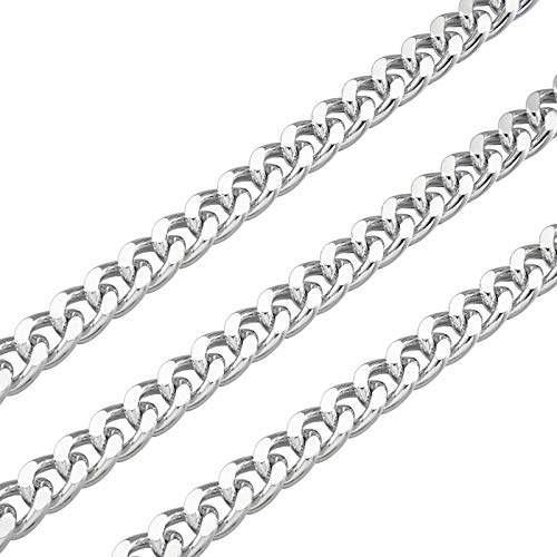 Craftdady 2Pcs Flat Chain Strap Silver Metal Purse Handbag Shoulder Body Replacement Strap 39.3" Twisted Curb Link Aluminum Cable Chain for Wallet Clutch Belt Necklace Bracelet - color: Silver, 16.5x13mm