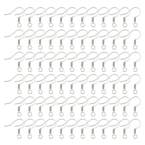 Pandahall 200pcs Stainless Steel Hypoallergenic Earring Hooks Fish Earwire with Coil for Jewelry Makings 14x17x2mm