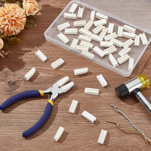 FINGERINSPIRE 48 PCS Plastic Flat Nose Plier Replacement Tips White Replacement Jaws for Flat Nose Pliers Plastic Plier Replacement Covers for Nylon Jaw Pliers Jewelry Pliers Tool Replace Accessories