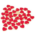 Honbay 40PCS Enamel Alloy Charms Pendant Dainty Cute Love Heart Shaped Pendants Valentine's Day Pendant Bead Charms for Keychains Earrings Bracelets Necklaces Jewelry Making and DIY Crafts - color: Red