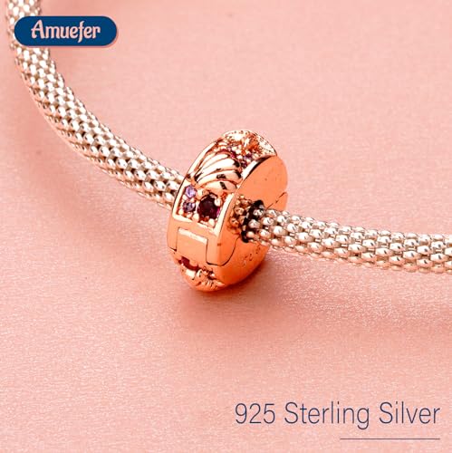 Clip Stopper Spacer Charms for Bracelets Necklaces, Compatible with Pandora,Jewery Mking DIY - style: Plated Shell Clip 14K Rose Gold
