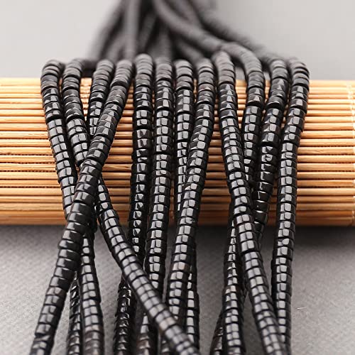 150PCs Natural Black Obsidian Spacer Beads, Loose Semi Precious Flat Round Gemstone Heishi Disc Stone Beads for Beading Jewelry Making 4mm*2mm 38cm - color: Black Obsidian, size: 4MM*2MM