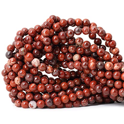 60PCS 6mm Natural Red Snake Skin Jasper Round Loose Beads for Jewelry Making DIY Gifts Arts Crafts Materials 1 Strand 15" - color: Red Snake Skin Jasper, size: 6mm 60pcs
