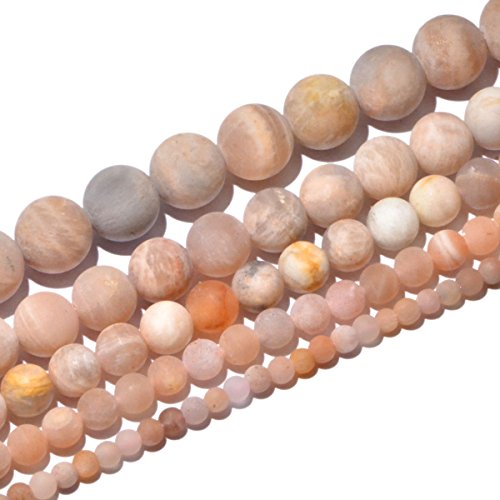 AD Beads Beautiful Natural Matte Gemstone Round Spacer Loose Beads 4-12mm (6mm, 18 Matte Sunstone) - color: 18 Matte Sunstone, size: 6mm