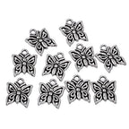 RUBYCA 60PCS Charm Pendant Butterfly 2 Tibetan Metal Beads Silver Color Jewelry Making DIY Bracelet - color: Butterfly-2, size: 60 PCS