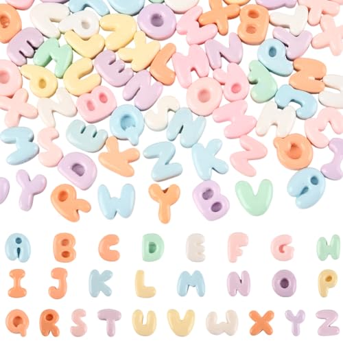 1 Box 104Pcs 26 Styles Cute Letter Beads Colors Alphabet Shaped Beads Bulk Acrylic Random Color A to Z Cartoon Letter Spacers for Jewelry Making Findings DIY Crafts Gifts Bracelet Earrings - style: Style 2
