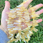 Adabele 15 Inch Natural Raw Healing Crystal Quartz Gemstone Loose Beads Small Drilled 15 Inch Topaz Yellow AB Titanium Coated Chakra Gem Stone Drop Stick GA11 - color: Topaz Yellow Ab, size: Small Size (15 Inch/1 Strand)
