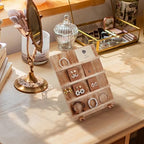 PH PandaHall 4 Tier Wooden Jewelry Display Stand, Earring Display Stands Rack Removable Showcase Rack, Retail Jewelry Display Card Holder for Selling Craft Jewelry Showing - color: BurlyWood-4 Tier