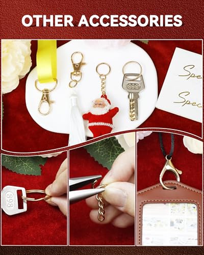 325PCS FIVEIZERO Keychain Making Kit - Keychain Clips with Key Ring, Lobster Claw Clasp, Swivel Snap Hook, Jumprings & Extender Chain for Crafts, DIY Projects & Purse Making Supplies (Gold) - color: gold