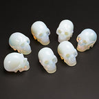 Opal 2.0 inch Natural Carved Skull Crystal Reiki Healing Stone Statue Collectible Figurine - color: Opal