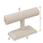MOOCA 2 Pcs Set Linen Covered Wood Bracelet Holder Stand Jewelry Display Stand Watch Bangle Organizer Display, Nature Linen Color - color: Tan Linen, 2 pieces