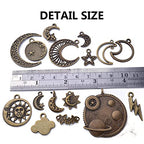 BronaGrand Celestial Pendant Charms,Sun Moon Star Cloud Charms Lightning Bolt Charms Jewelry Charms for Necklace Earrings Bracelet Jewelry - color: Bronze