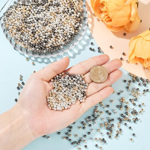 1 Box 2400PCS 4MM Small Mixed Color Spacer Beads with Holes Round Filled Spacers Smooth Assorted CCB Plastic Charms Loose Bead Bulk for Jewelry Making Bracelets Necklaces DIY Craft Supply - size: 4mm 2400pcs