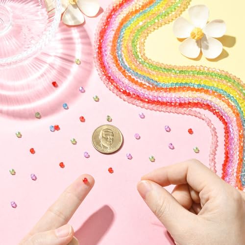 Stiesy 4mm Bicone Crystal Beads 10 Strands, Electroplated Faceted Bicone Glass Beads Spacer for DIY Jewelry Making, Bracelet Stringing and Craft Supplies - color: Bicone-10 Colors-10strands