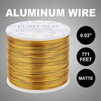 BENECREAT 754FT Matte Gold Jewelry Craft Wire 20 Gauge Tarnish Resistant Aluminum Wire for Beading Necklace Jewelry Making - color: Gold
