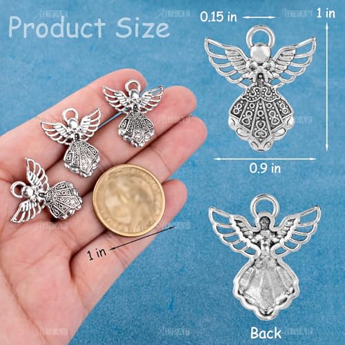 AUEAR, Antique Silver Angel Charms Pendants for DIY Jewelry Making Necklace Bracelet - color: Silver, size: 30 Pack