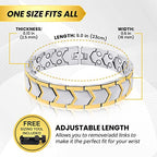 MagnetRX® Ultra Strength Magnetic Bracelet – Effective Stainless Steel Metal Bracelets for Men – Adjustable Length with Sizing Tool for Perfect Fit (Silver & Gold) - color: Gold & Silver Arrow Style (2X Strength)
