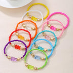 Friendship Bracelets Boho Stackable Bracelets for Women Surfer Heishi Clay Bead Bracelets Stretch Preppy Bracelets Colorful Boho Bracelets for Women - color: 10pcs Candy Bear