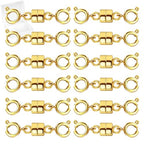 MKCYD Double Magnetic Necklace Clasps and Closures, Necklace Extenders for Women, 14K Gold and Silver Magnetic Jewelry Clasps for Bracelets - color: 12Pcs Gold