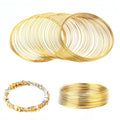 Jeffdad 100 Loop Memory Steel Wire Beading Wire for Jewelry Making Wrapping Stones Necklaces and Cable Bracelet (Gold, 100) - size: Gold