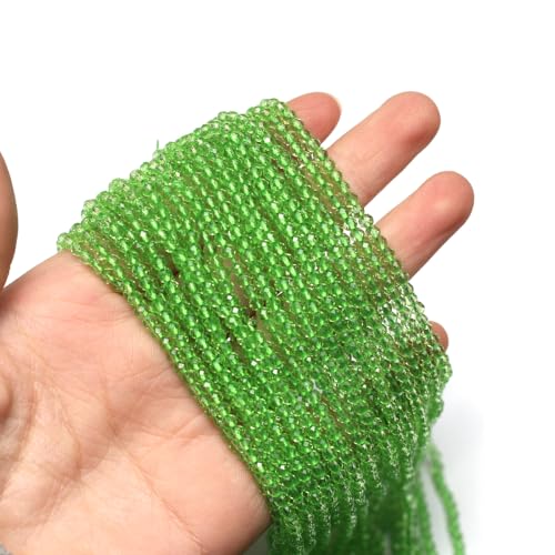 10 Strands Spinel Beads Artificial Faceted Small Round Loose Beads 3mm 15 inch for Jewelry Making Charms Necklace Bracelet - color: Light Green-1