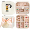 AYGXU Travel Jewelry Box for Women and Girls - Small Case With Initial A-Z - Teacher Gifts - color: white, size: P
