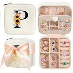 AYGXU Travel Jewelry Box for Women and Girls - Small Case With Initial A-Z - Teacher Gifts - color: white, size: P