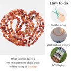 400pcs Natural Chip Stone Beads for Jewelry Making Red Agate 5-8mm Irregular Gemstones Healing Crystal Loose Rocks Bead Hole Drilled for Ring Earrings Necklace Bracelet Making DIY Art Crafts - color: Red agate(2 Strands-62")