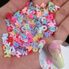 Letter Nail Art Charms Random Candy Color Letter Resin Nail Rhinestones Kawaii Summer Flatback Alphabet Nail Gems with Glitter Design Nail Art Accessories for DIY Craft Nail Supplies 250Pcs