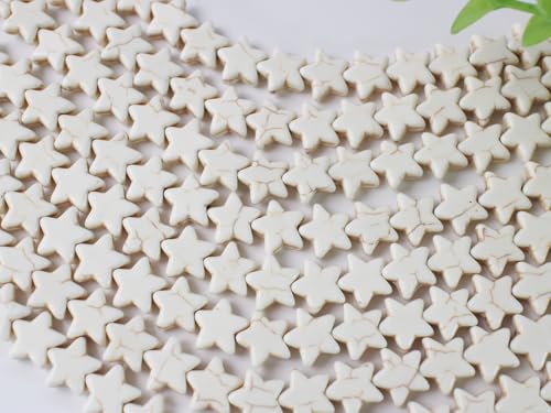 Turquoise Star Beads Bulk for Jewelry Making 300pcs 8 * 12mm White Natural Stone Space Beads for Hair,Garland Keychain, Lanyard, DIY Handmade Craft,Necklace, Bracelet Supplies - color: White Star