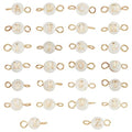PH PandaHall A-Z Letter Link Charms, 26pcs Shell Alphabet Letters Beads with Golden 304 Stainless Steel Double Loops Pendant Link Charms for DIY Bracelet Necklace Jewerly Crafts Making