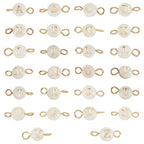 PH PandaHall A-Z Letter Link Charms, 26pcs Shell Alphabet Letters Beads with Golden 304 Stainless Steel Double Loops Pendant Link Charms for DIY Bracelet Necklace Jewerly Crafts Making