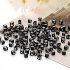 ToBeIT Acrylic Alphabet Letter A-Z Cube Beads 1000 pcs for Jewelry Making, Bracelets, Necklaces(6mm) (Black) - color: black