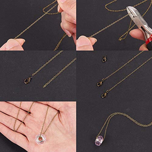 SUNNYCLUE DIY 33 Feet Antique Bronze Curb Cable Chain Link Necklace 1.5x2mm Links with 30 Brass Lobster Claw Clasps and 100 Brass Jump Rings Antique Bronze Jewelry Making Chain for Bracelet Necklace - color: Antique Bronze 2mm