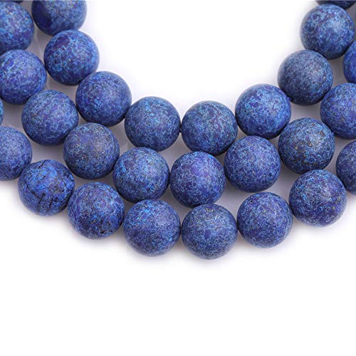 14mm Matte Natural Lapis Lazuli Beads, 15 Inch Strand Blue Frosted Stone Gemstone Beads for Statement Necklace Chunky Bracelet DIY Jewelry Making - color: Blue Lapis Lazuli, size: 14mm
