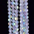 48PCS 8mm Natural Mystic Aura Quartz Gemstone Frosted Matte Titanium Opalite White Rainbow Round Loose Beads 15 inch Full Strand - color: White Mystic Aura, size: 8mm