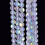 48PCS 8mm Natural Mystic Aura Quartz Gemstone Frosted Matte Titanium Opalite White Rainbow Round Loose Beads 15 inch Full Strand - color: White Mystic Aura, size: 8mm