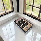 5 Slot High End PU Leather Velvet Drawer Divider Eyewear Storage Sunglasses Jewelry Show Tray Organizer - color: Blue-beige L5