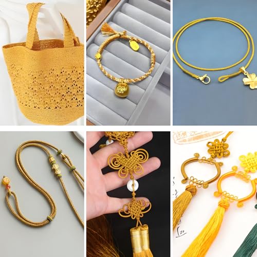 Markcain 2mm x 110 Yards Gold Nylon Cord, Gold String Beading Thread for Bracelets, Necklaces and Wind Chime Crafts - size: Gold