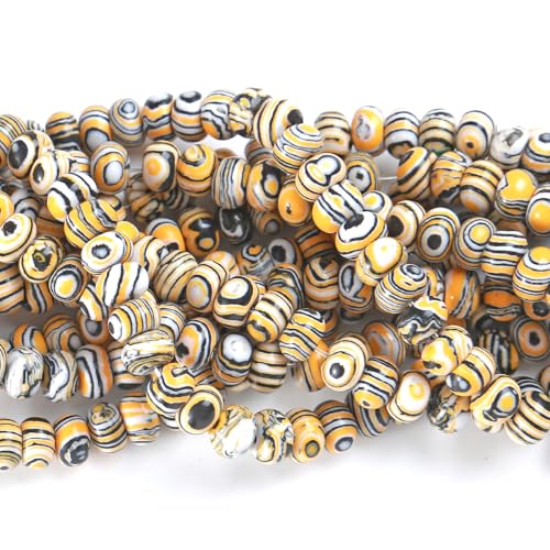 76pcs 5x8mm Natural Stone Yellow Malachite Rondelle Spacer Loose Beads Abacus Disk Stone Round Loose Gemstone Beads for Jewelry Making DIY Bracelet Necklace - color: Yellow Malachite Stone