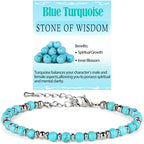 LPBeads Beaded Bracelets for Women Energy Gemstone Charm Jewelry Adjustable Bracelet Gifts for Mom, Daughter, Wife, Friends, Bestie - color: Blue Turquoise