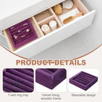 uxcell Stackable Jewelry Storage Tray, Jewelry Tray Drawer Organizer, Small Display Box for Earrings, Necklaces, Rings and Bracelets, Dark Purple - color: Dark Purple