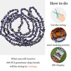 400pcs Natural Chip Stone Beads for Jewelry Making Lapis Lazuli 5-8mm Irregular Gemstones Healing Crystal Loose Rocks Bead Hole Drilled for Ring Earrings Necklace Bracelet Making DIY Art Crafts - color: Lapis lazuli (2 Strands-62")