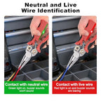 Pro 8-in-1 Wire Stripping Pliers with Voltage Tester for Live/Neutral Wires 12–250V, Needle Nose Pliers, Wire Cutter, Crimper and Wire Twister, Heavy Duty Electrical Tool for Electricians(Red)